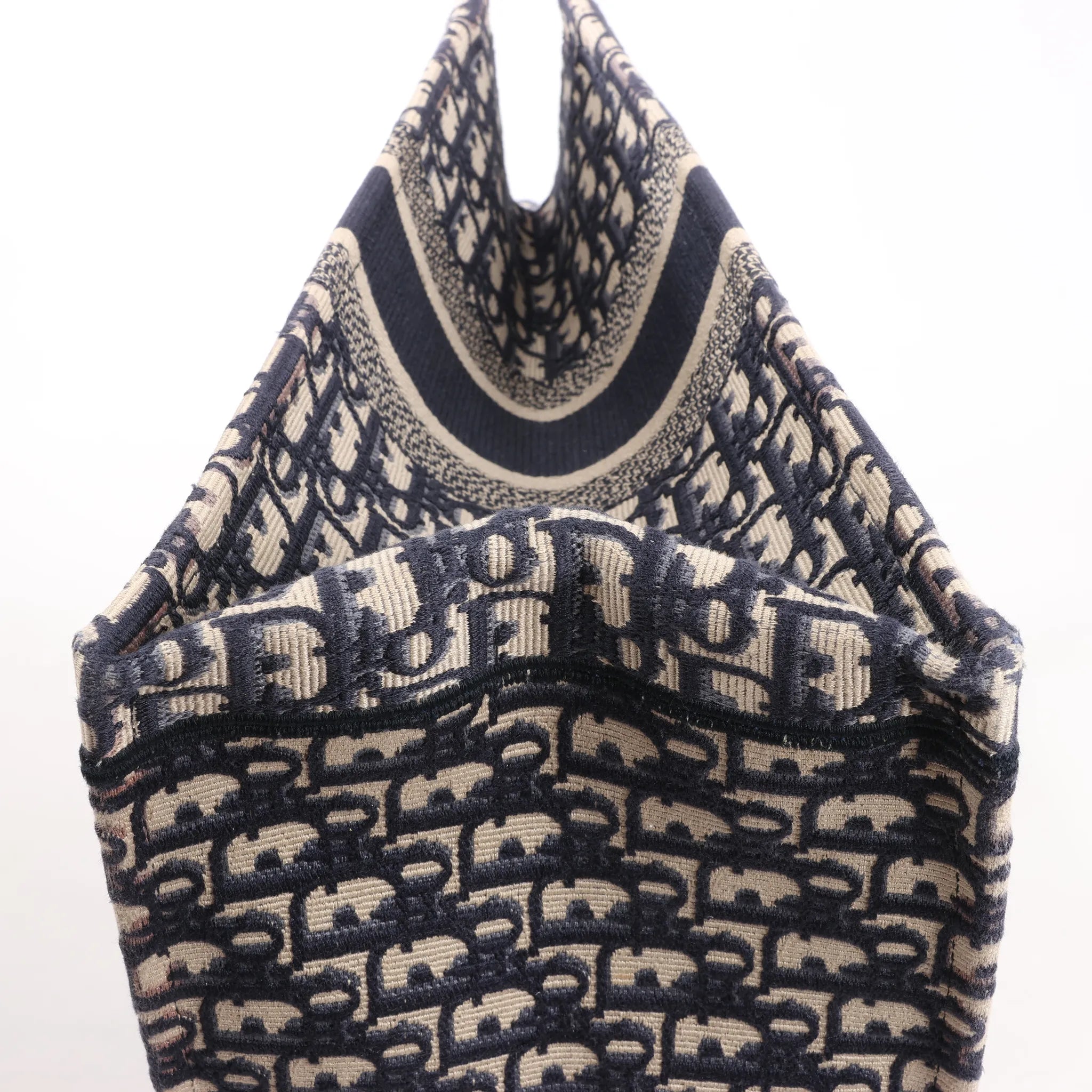 Dior Book Tote Large Oblique Canvas Shoulder Bag in Navy Blue