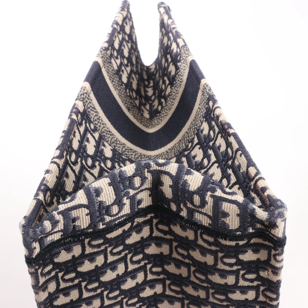 Dior Book Tote Large Oblique Canvas Shoulder Bag in Navy Blue