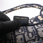 Bolso de hombro grande Dior Book Tote de lona oblicua en azul marino