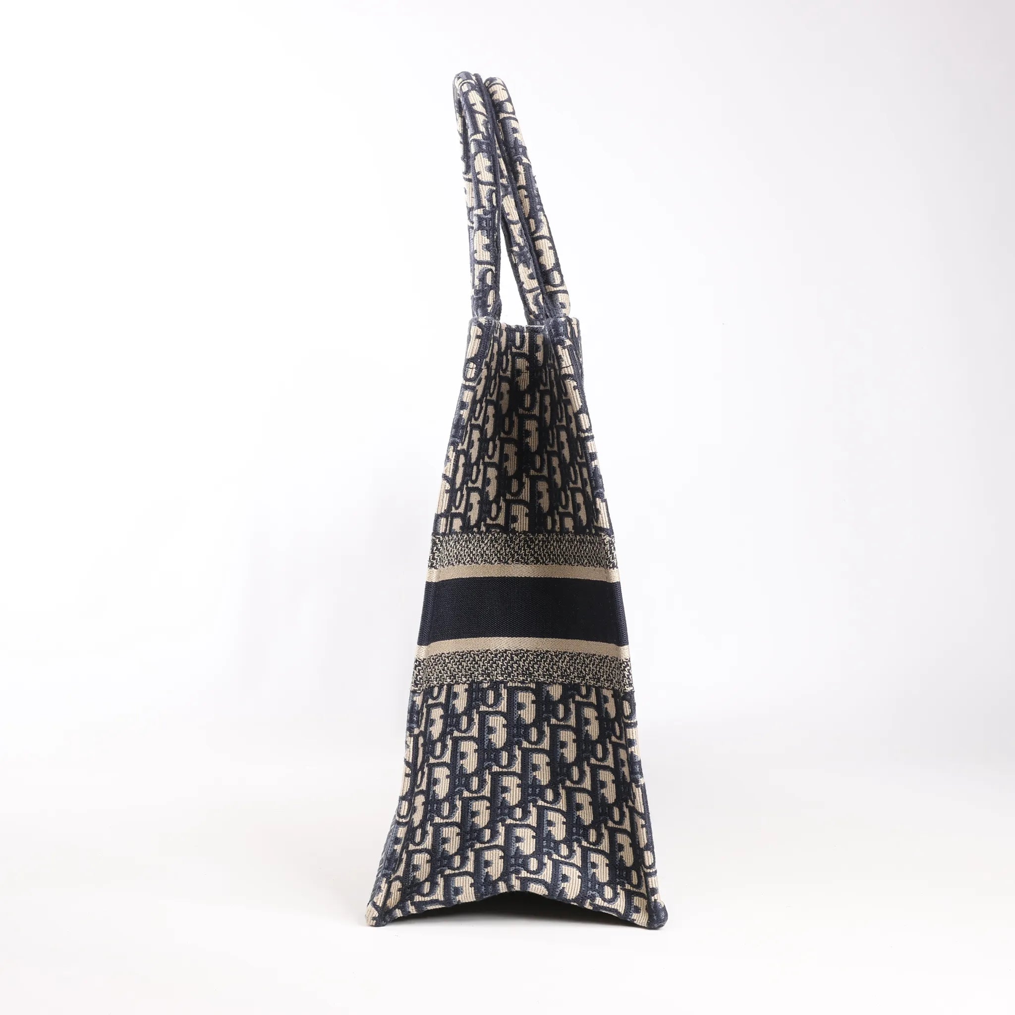 Bolso de hombro grande Dior Book Tote de lona oblicua en azul marino