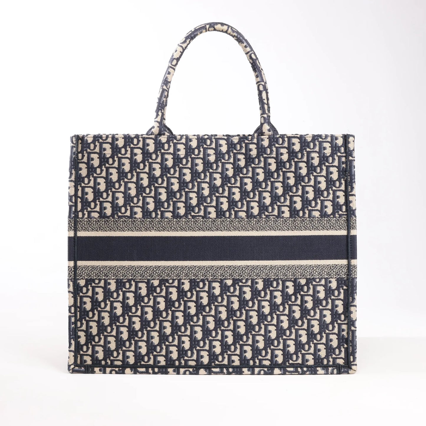 Dior Book Tote Large Oblique Canvas Shoulder Bag in Navy Blue