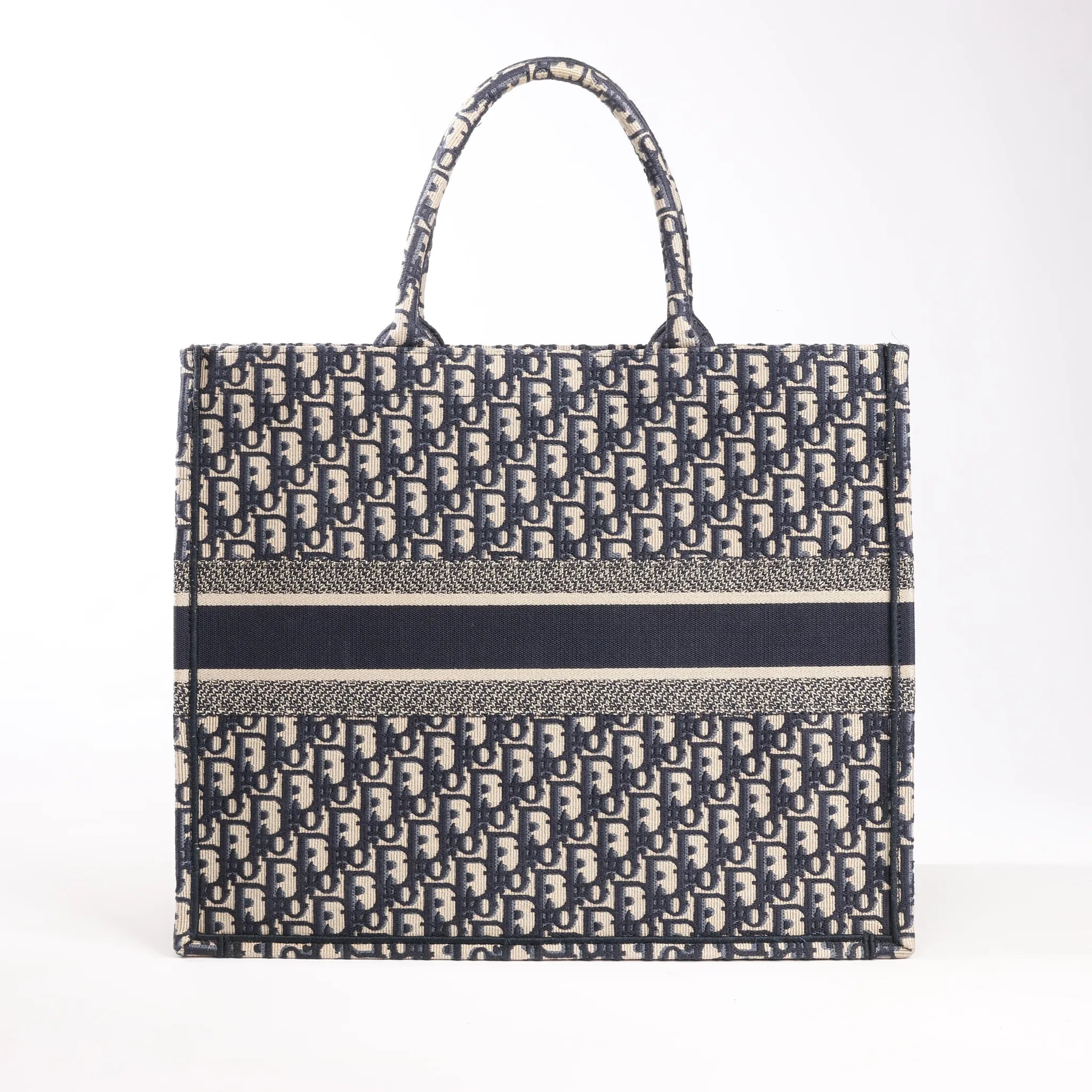 Bolso de hombro grande Dior Book Tote de lona oblicua en azul marino