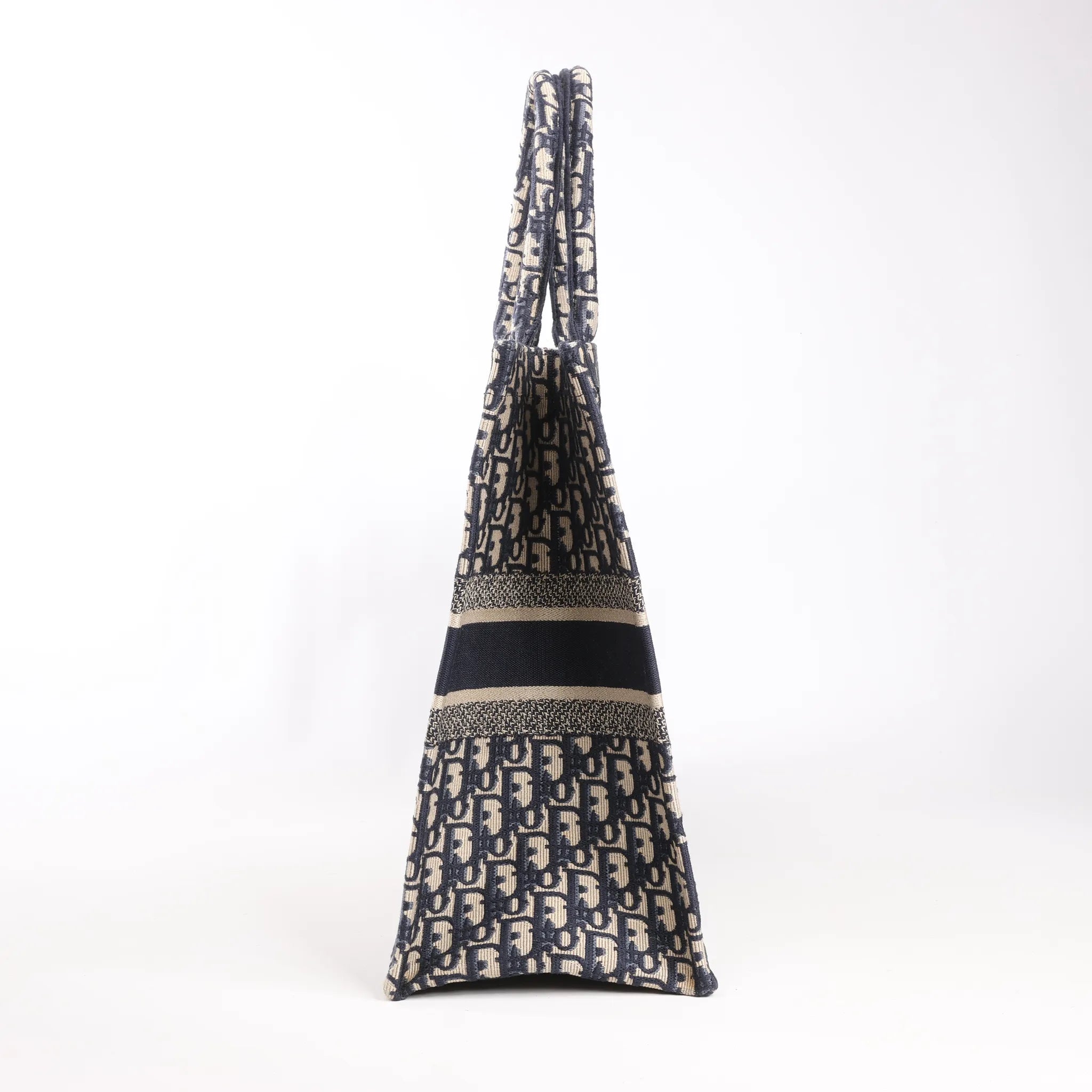 Bolso de hombro grande Dior Book Tote de lona oblicua en azul marino