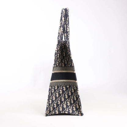 Dior Book Tote Large Oblique Canvas Shoulder Bag in Navy Blue