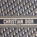 Bolso de hombro grande Dior Book Tote de lona oblicua en azul marino
