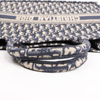 Bolso de hombro grande Dior Book Tote de lona oblicua en azul marino