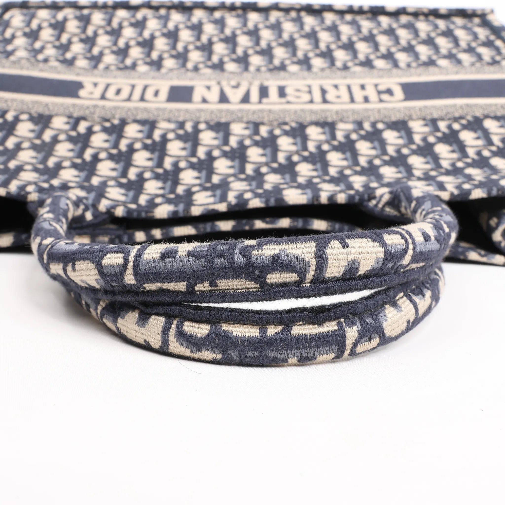 Bolso de hombro grande Dior Book Tote de lona oblicua en azul marino