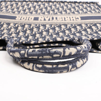 Dior Book Tote Large Oblique Canvas Shoulder Bag in Navy Blue