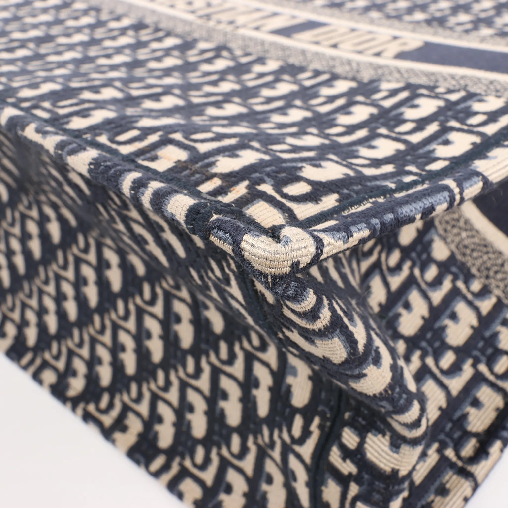 Bolso de hombro grande Dior Book Tote de lona oblicua en azul marino