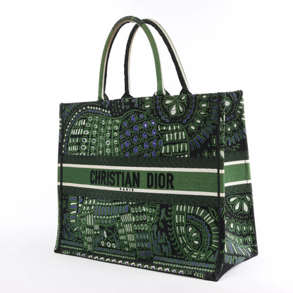 Dior Book Tote Large Riviera Canvas Shoulder Bag in Green