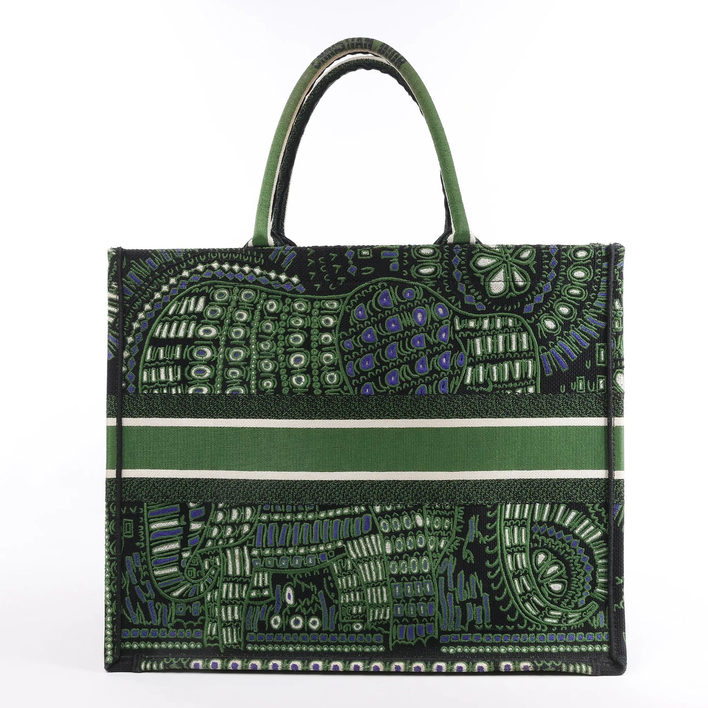 Dior Book Tote Large Riviera Canvas Shoulder Bag in Green