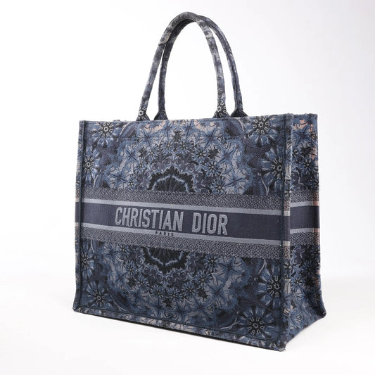 Dior Book Tote Large Kaleidiorscopic Canvas Shoulder Bag in Navy Blue