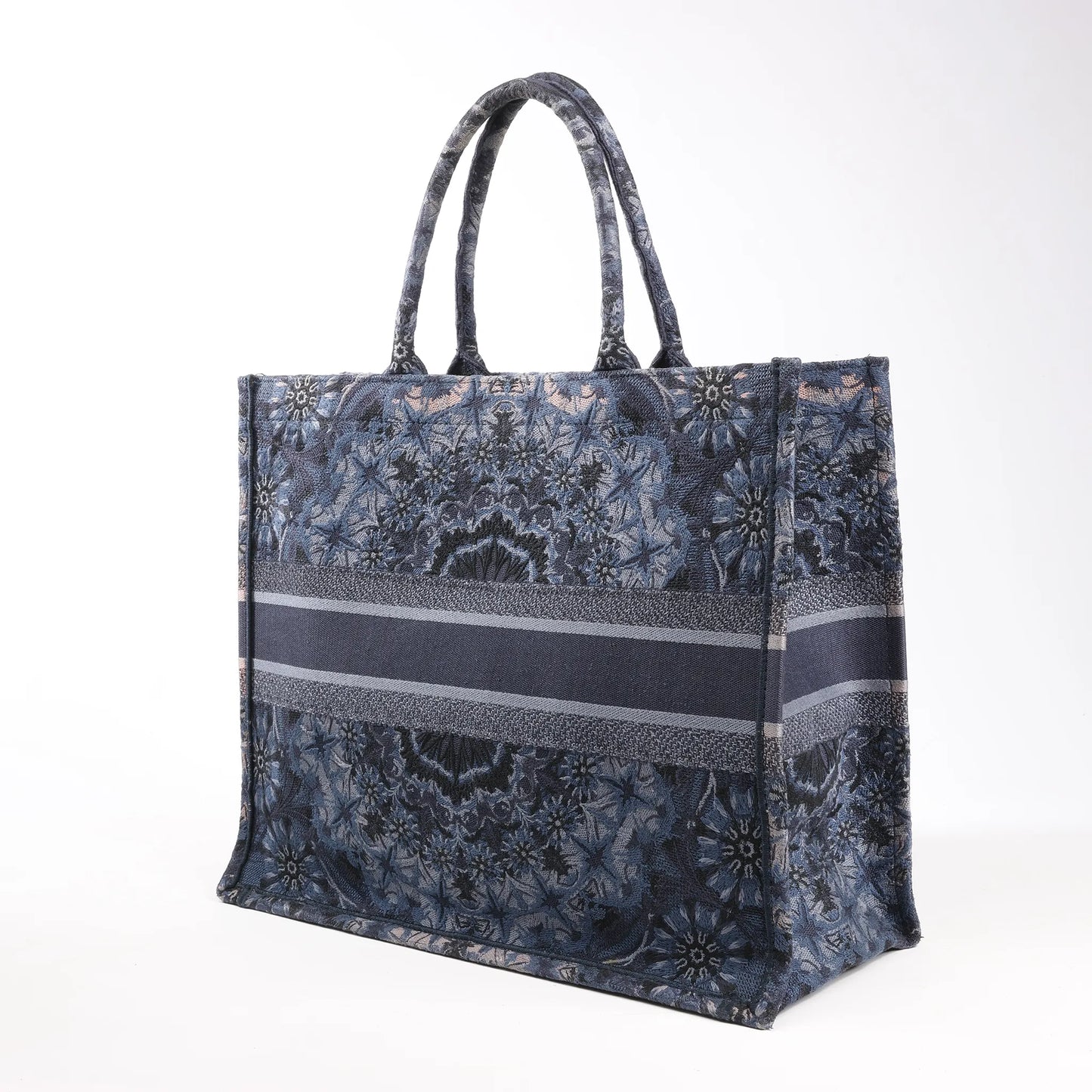 Dior Book Tote Large Kaleidiorscopic Canvas Shoulder Bag in Navy Blue