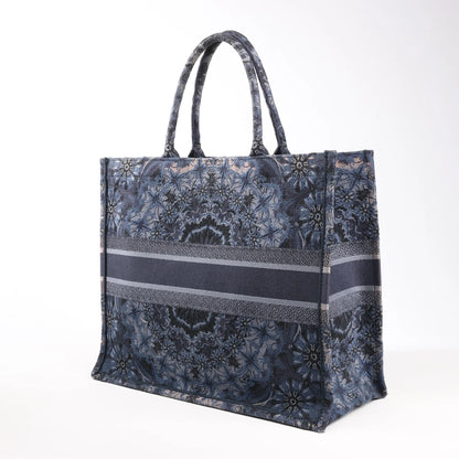Dior Book Tote Large Kaleidiorscopic Canvas Shoulder Bag in Navy Blue