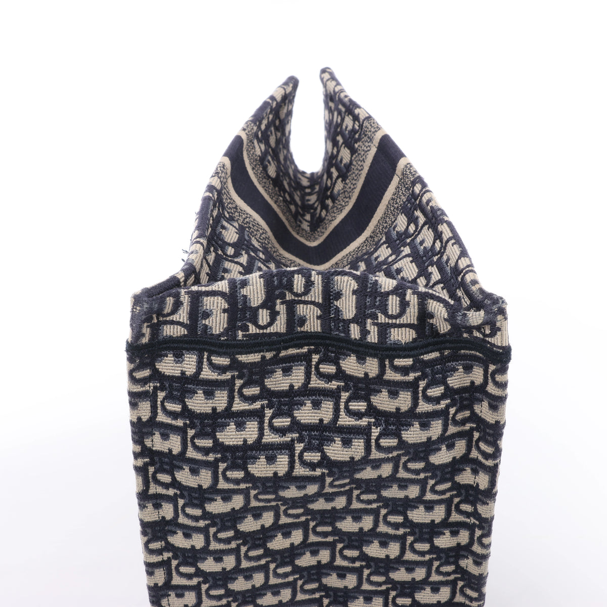 Bolso de hombro grande de lona Dior Book Tote en negro y blanco