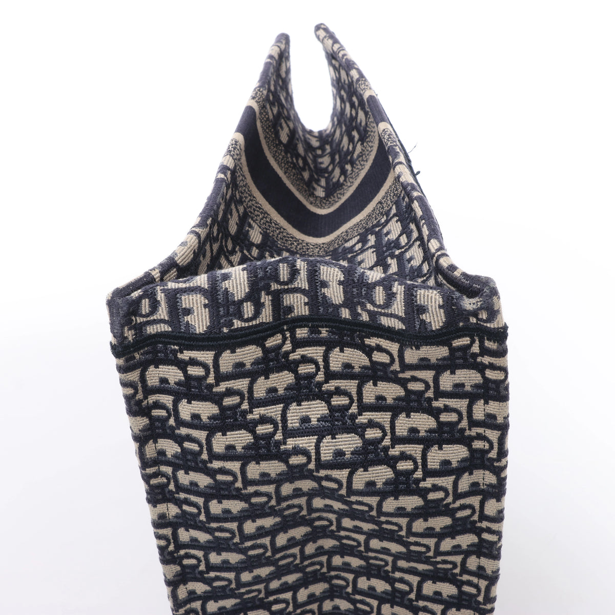 Bolso de hombro grande de lona Dior Book Tote en negro y blanco