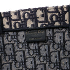 Bolso de hombro grande de lona Dior Book Tote en negro y blanco