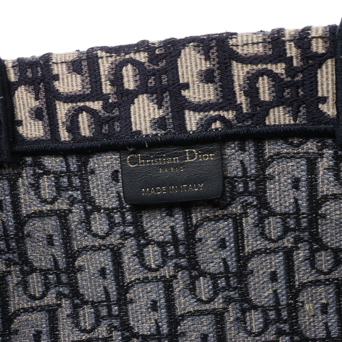 Bolso de hombro grande de lona Dior Book Tote en negro y blanco