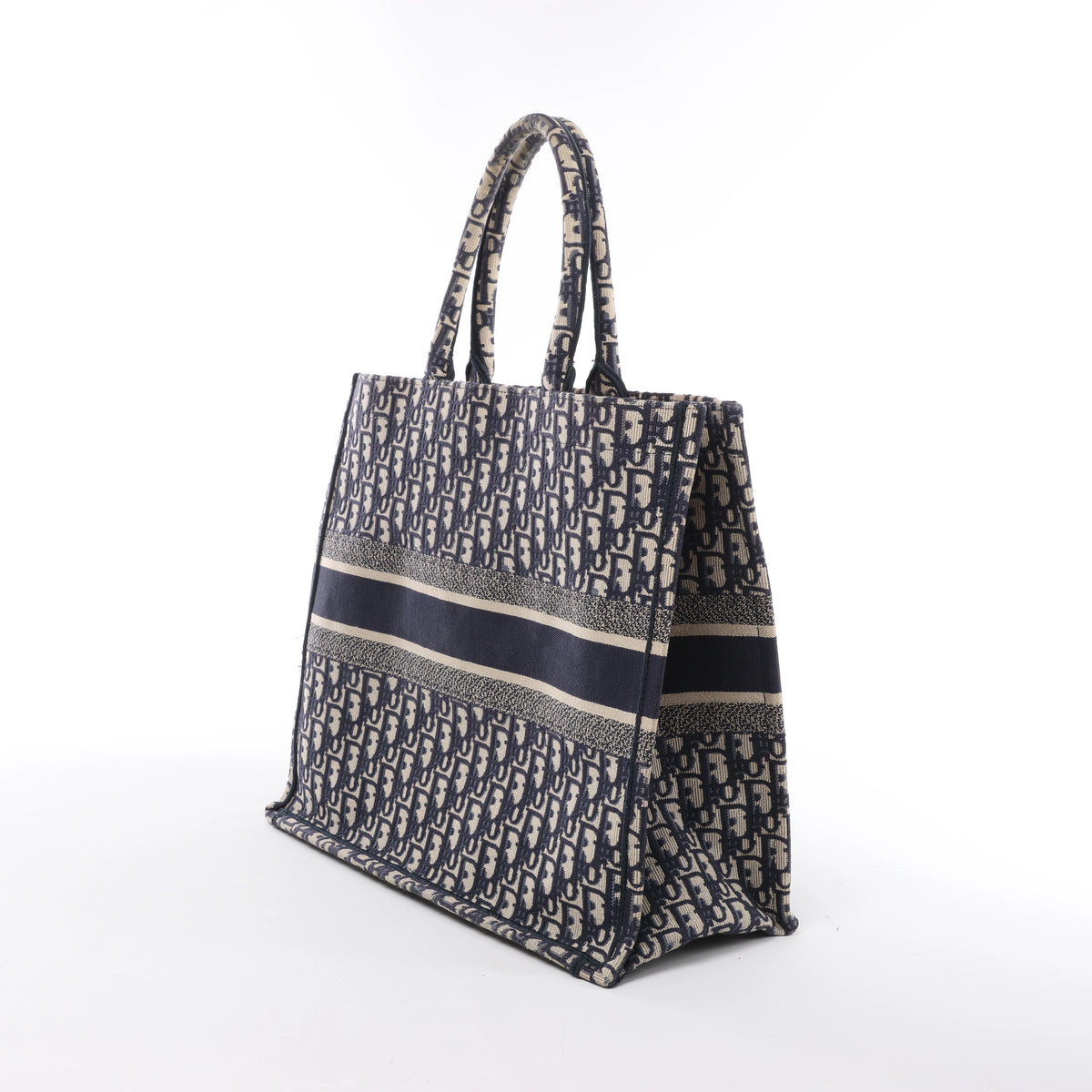 Bolso de hombro grande de lona Dior Book Tote en negro y blanco