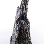 Bolso de hombro grande de lona Dior Book Tote en negro y blanco