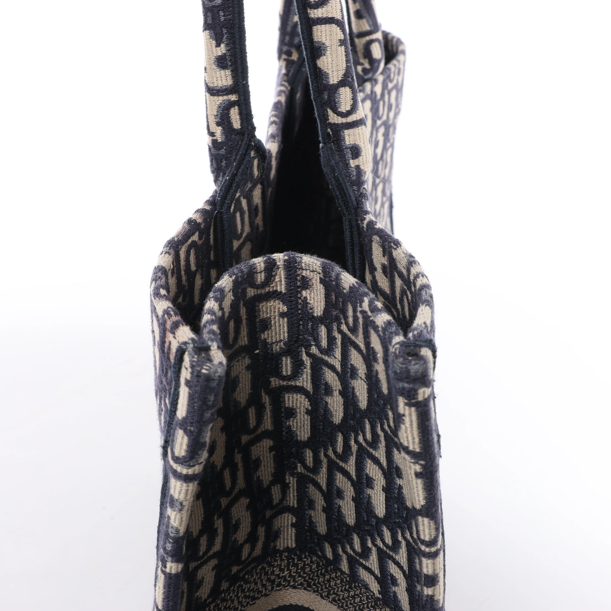 Bolso de hombro grande de lona Dior Book Tote en negro y blanco