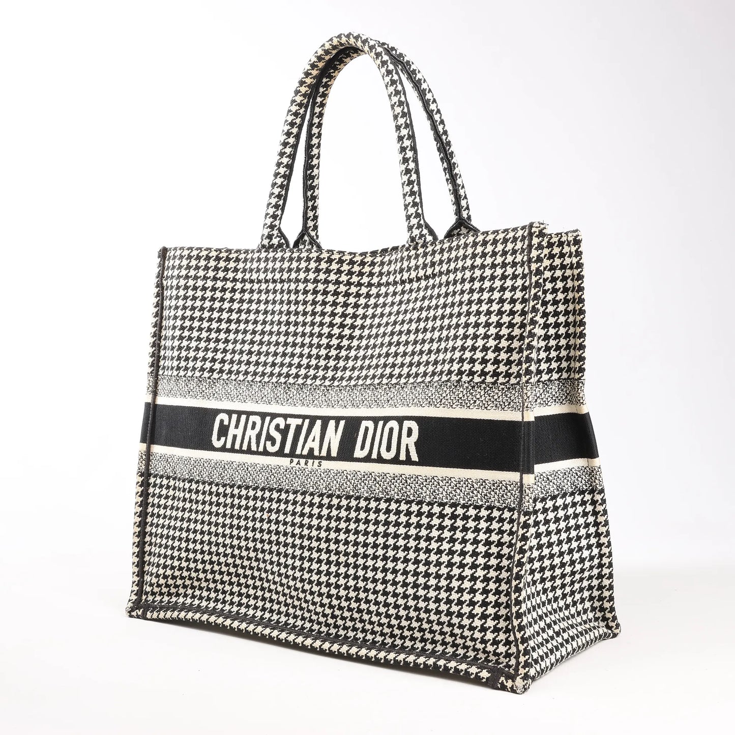 Dior Book Tote Large Canvas Shoulder Bag in Black x White