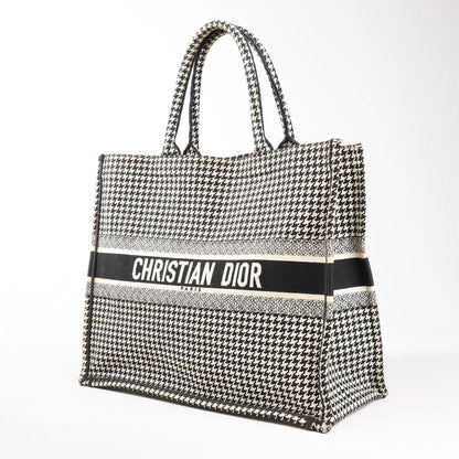 Dior Book Tote Large Canvas Shoulder Bag in Black x White