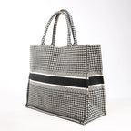 Dior Book Tote Large Canvas Shoulder Bag in Black x White