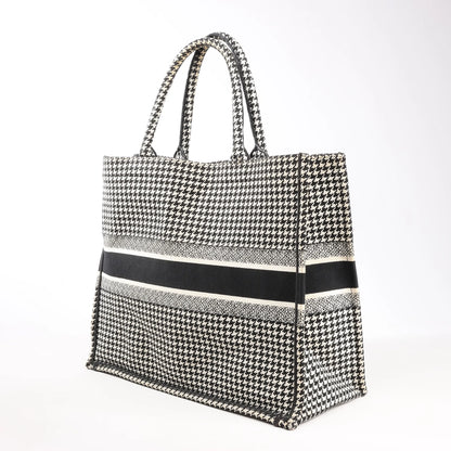 Dior Book Tote Large Canvas Shoulder Bag in Black x White