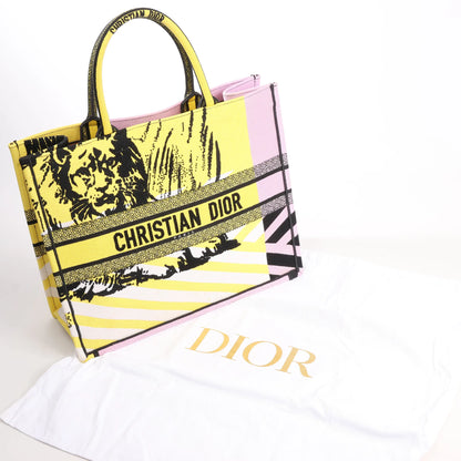 Dior Book Tote Large Canvas Tote Shoulder Bag in Yellow x Purple