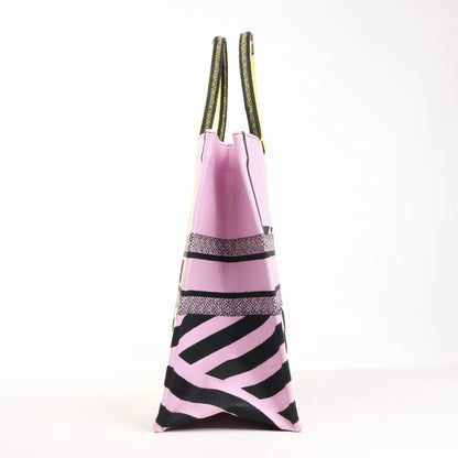 Dior Book Tote Large Canvas Tote Shoulder Bag in Yellow x Purple