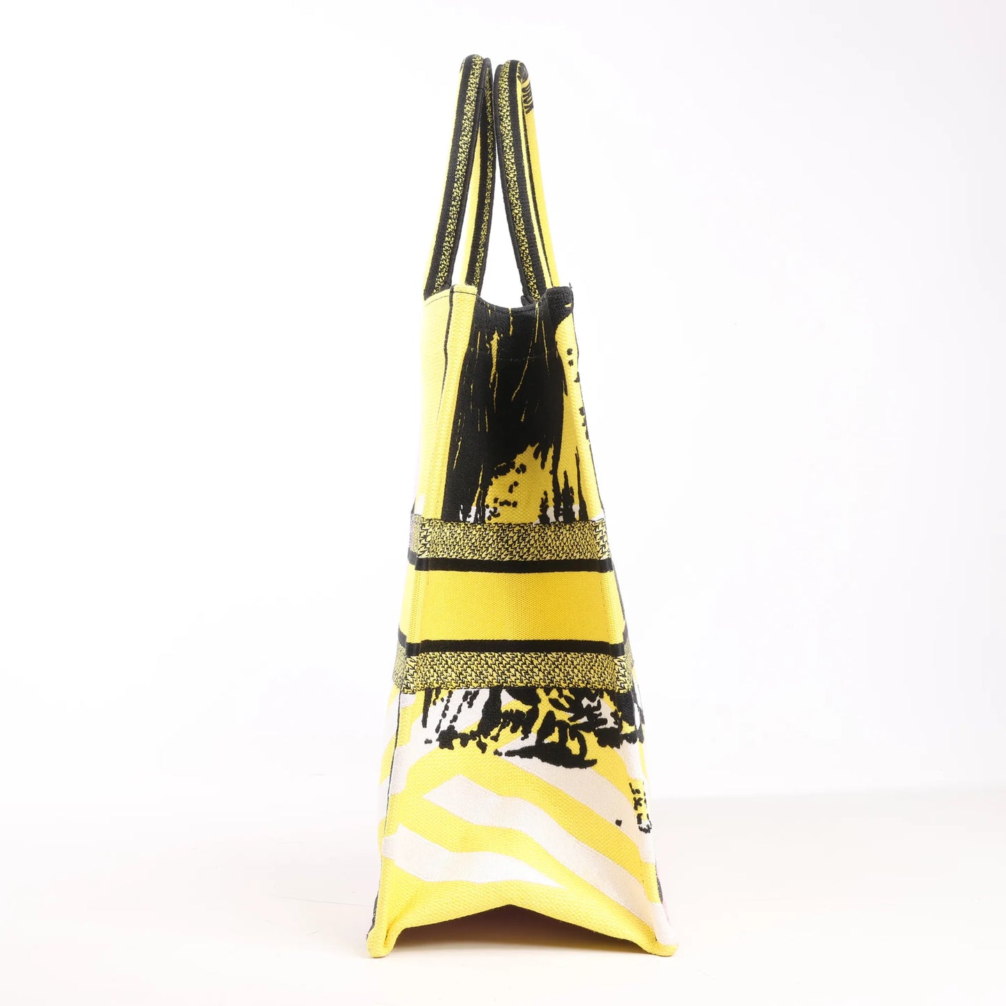 Dior Book Tote Large Canvas Tote Shoulder Bag in Yellow x Purple