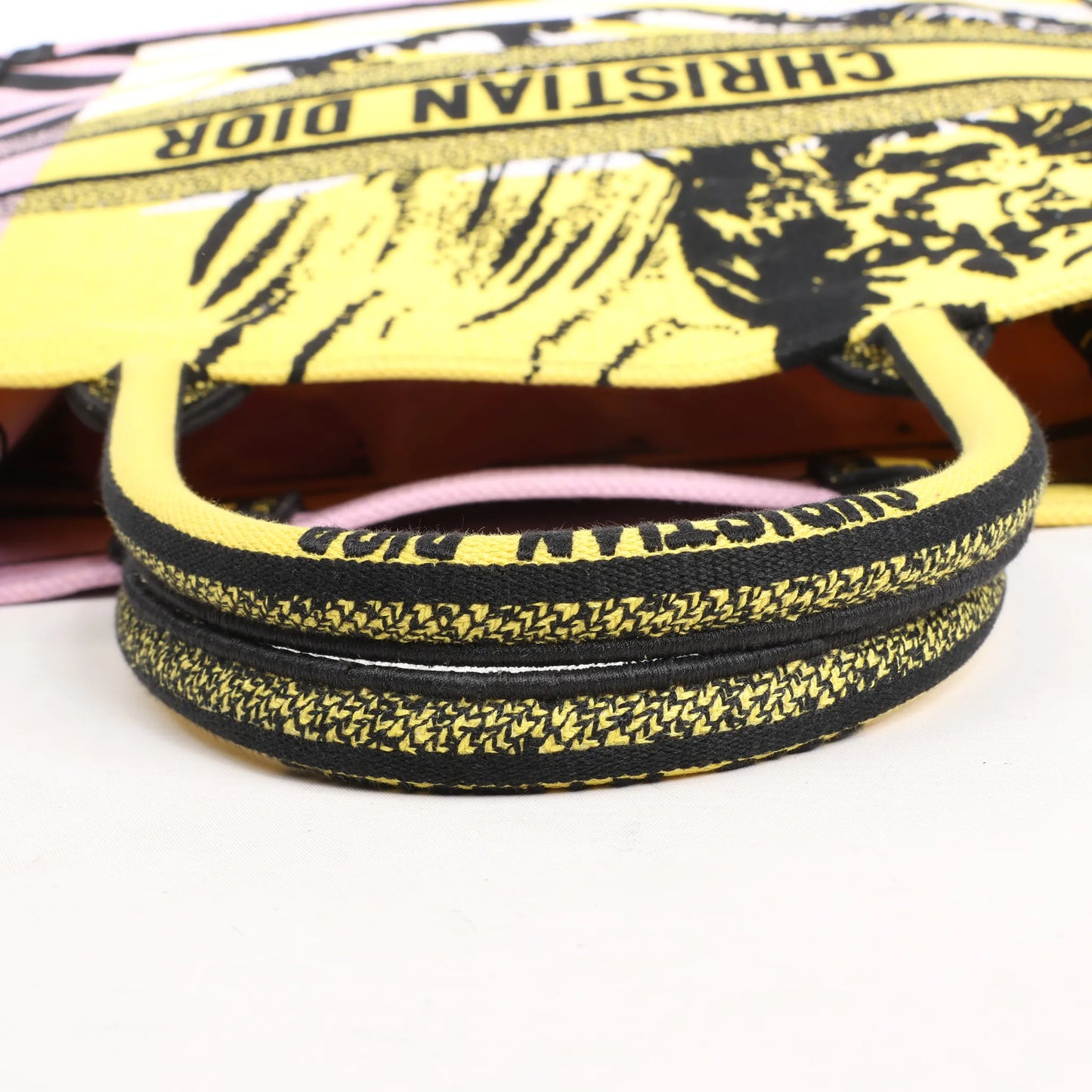 Dior Book Tote Large Canvas Tote Shoulder Bag in Yellow x Purple