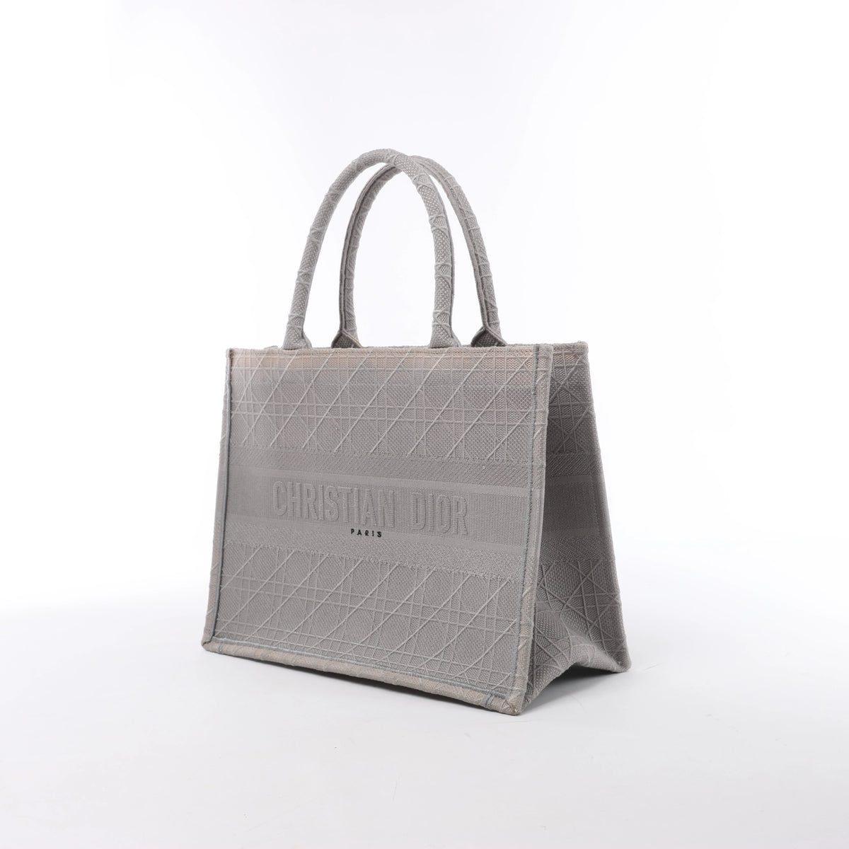 Christian Dior Book Tote Medium Cannage Canvas Shoulder Bag in Gray