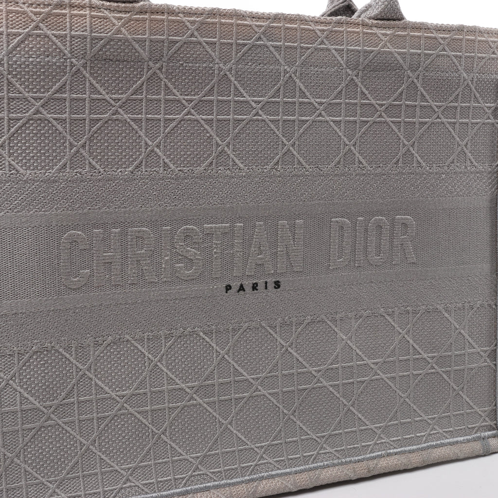 Christian Dior Book Tote Medium Cannage Canvas Shoulder Bag in Gray
