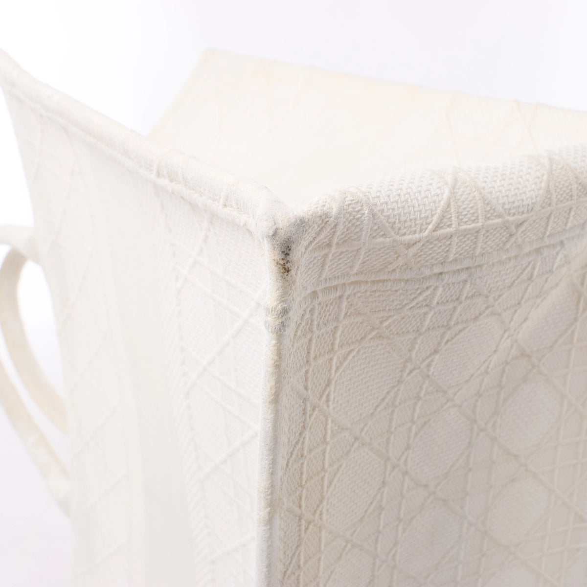 Christian Dior Book Tote Medium Cannage Canvas Shoulder Bag in White