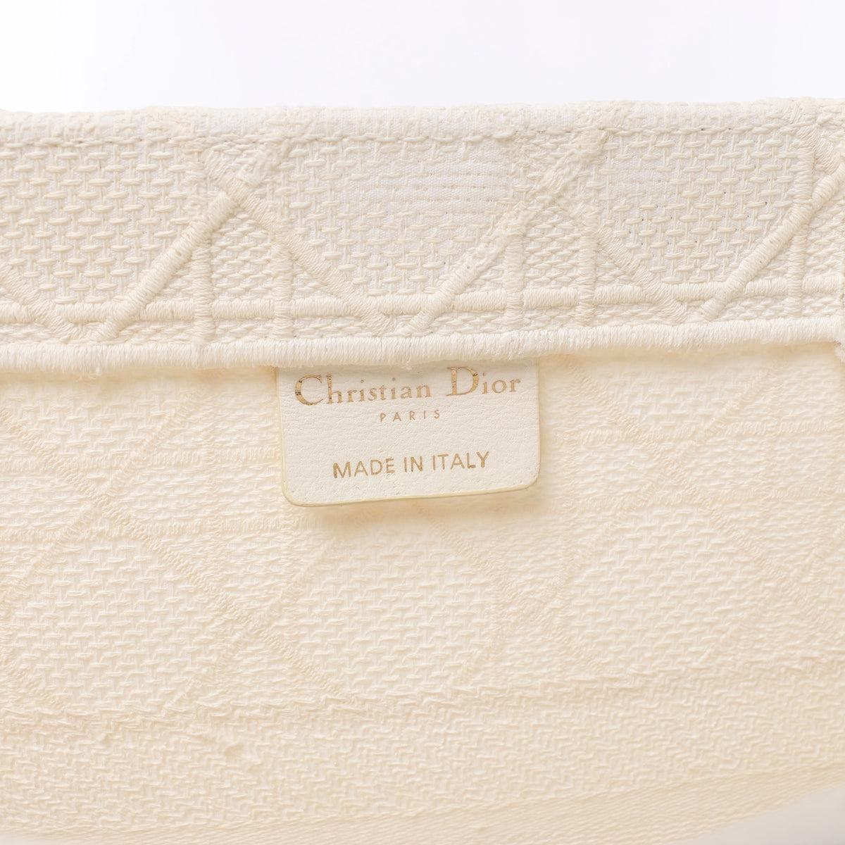 Christian Dior Book Tote Medium Cannage Canvas Shoulder Bag in White