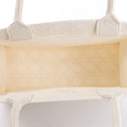 Christian Dior Book Tote Medium Cannage Canvas Shoulder Bag in White