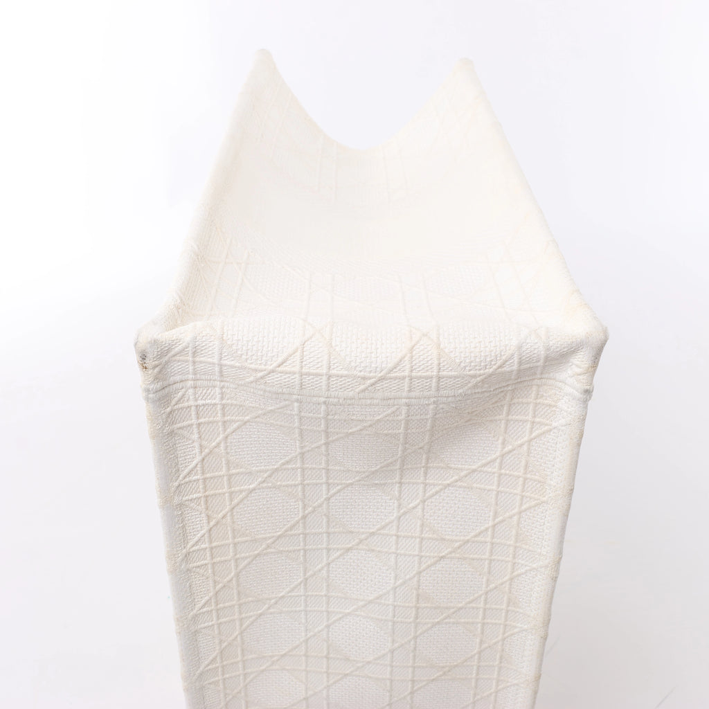 Christian Dior Book Tote Medium Cannage Canvas Shoulder Bag in White