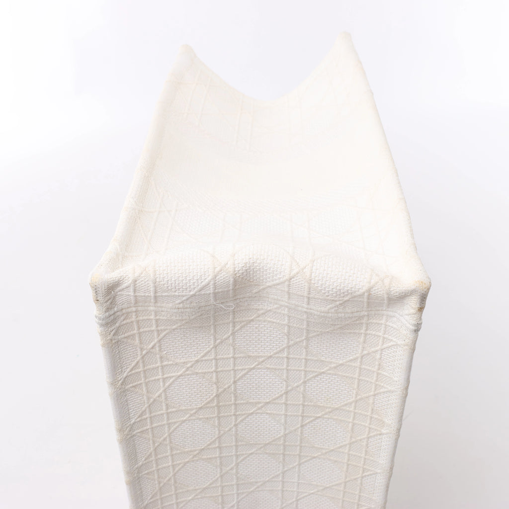 Christian Dior Book Tote Medium Cannage Canvas Shoulder Bag in White