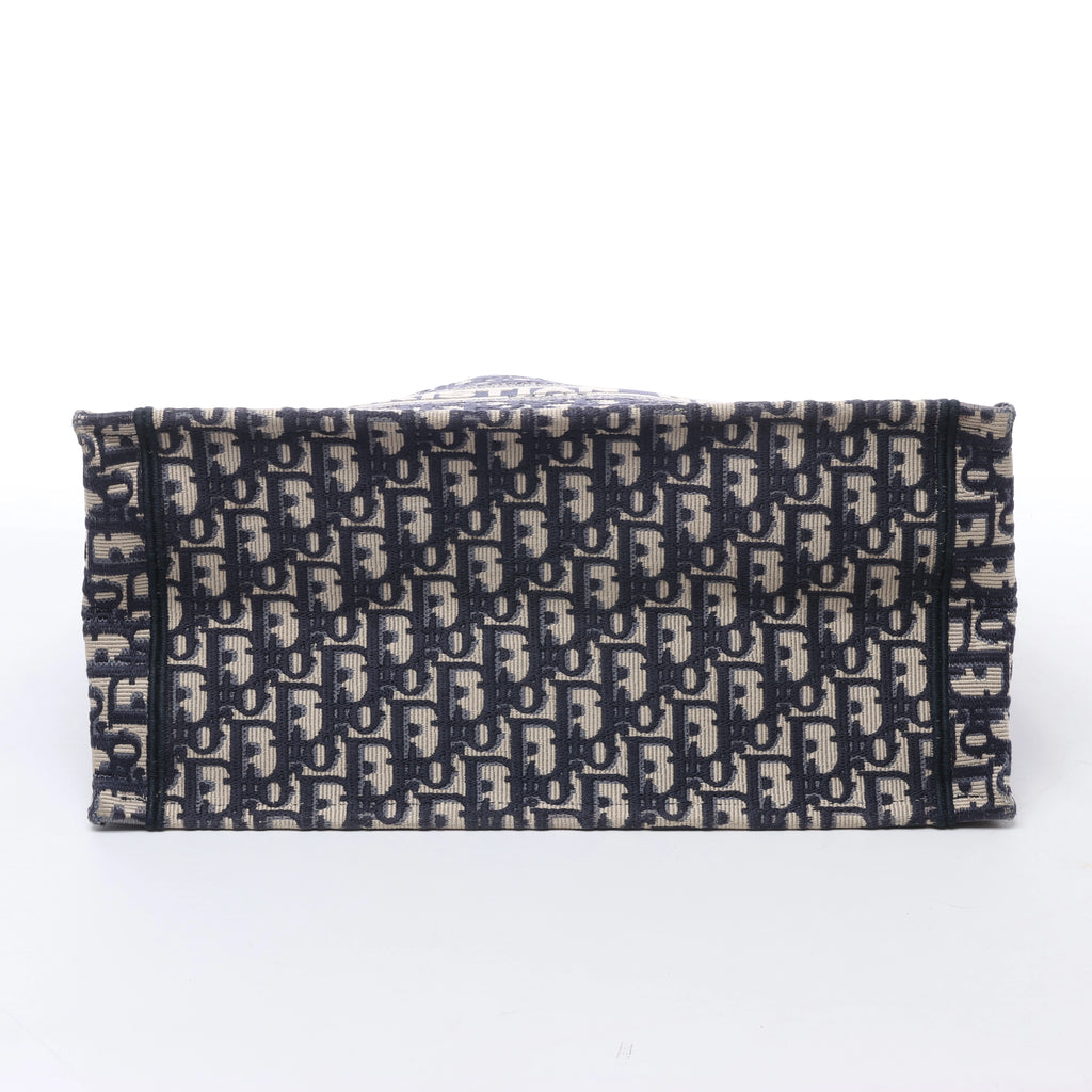 Christian Dior Book Tote Medium Oblique Canvas Shoulder Bag in Navy Blue