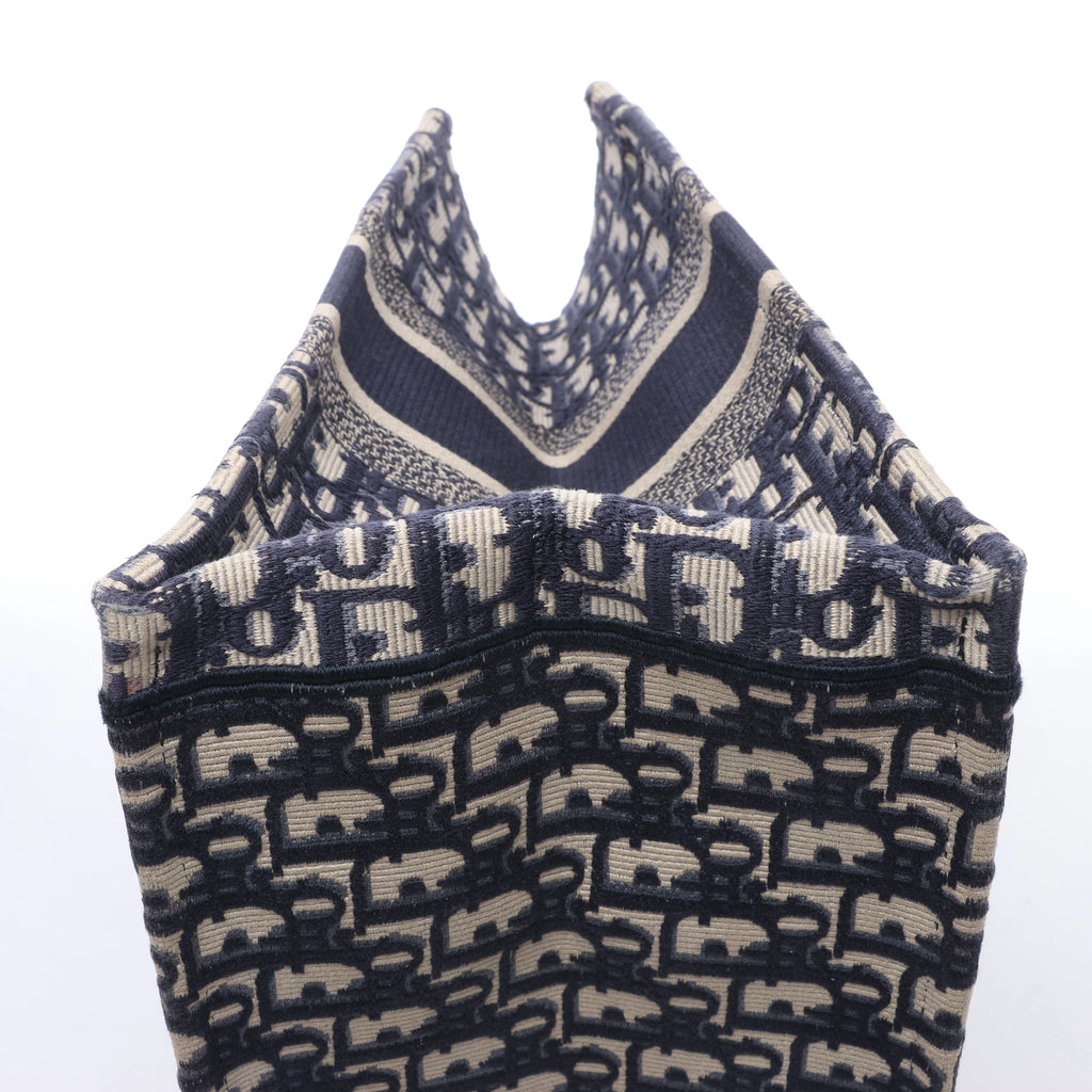 Christian Dior Book Tote Medium Oblique Canvas Shoulder Bag in Navy Blue