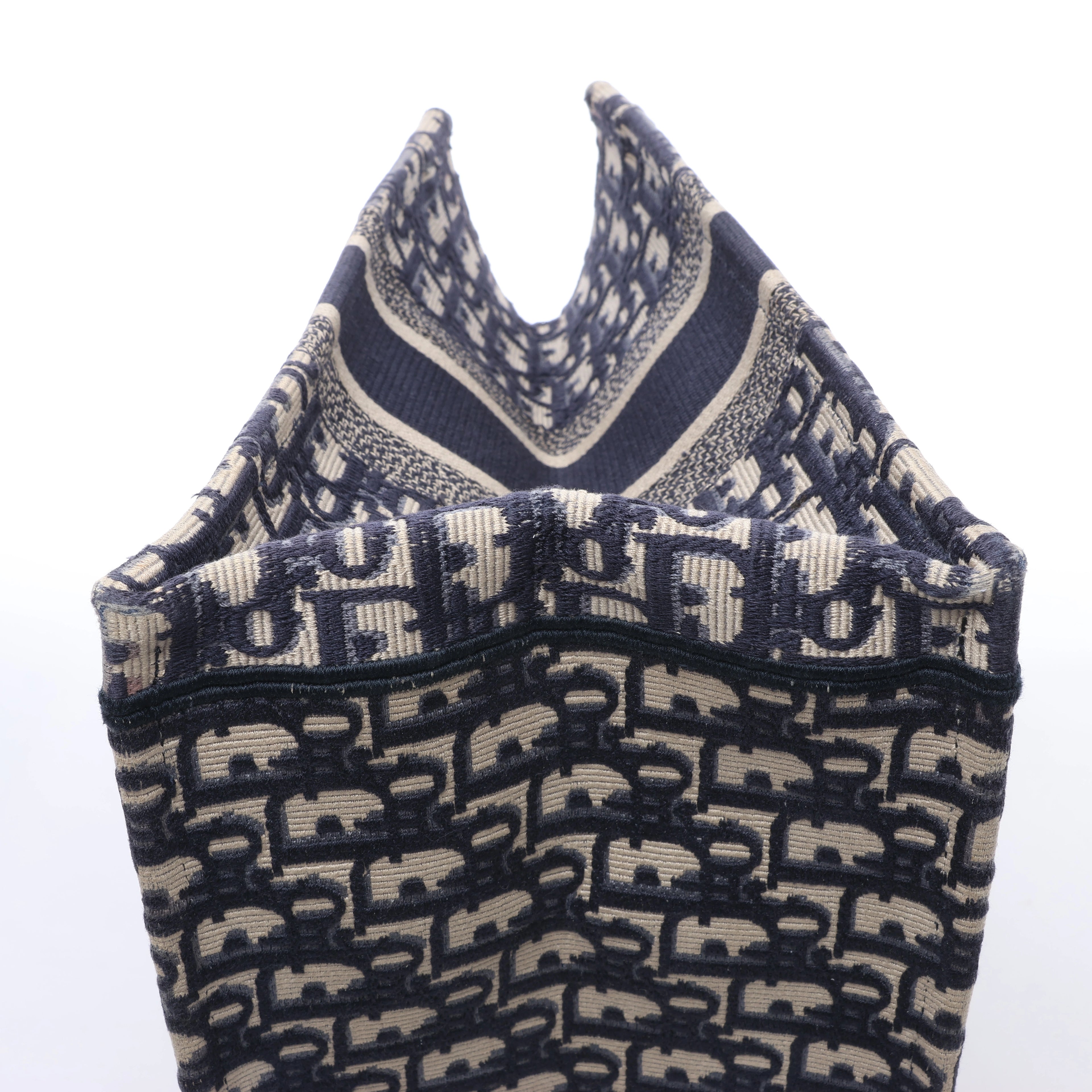Christian Dior Book Tote Medium Oblique Canvas Shoulder Bag in Navy Blue
