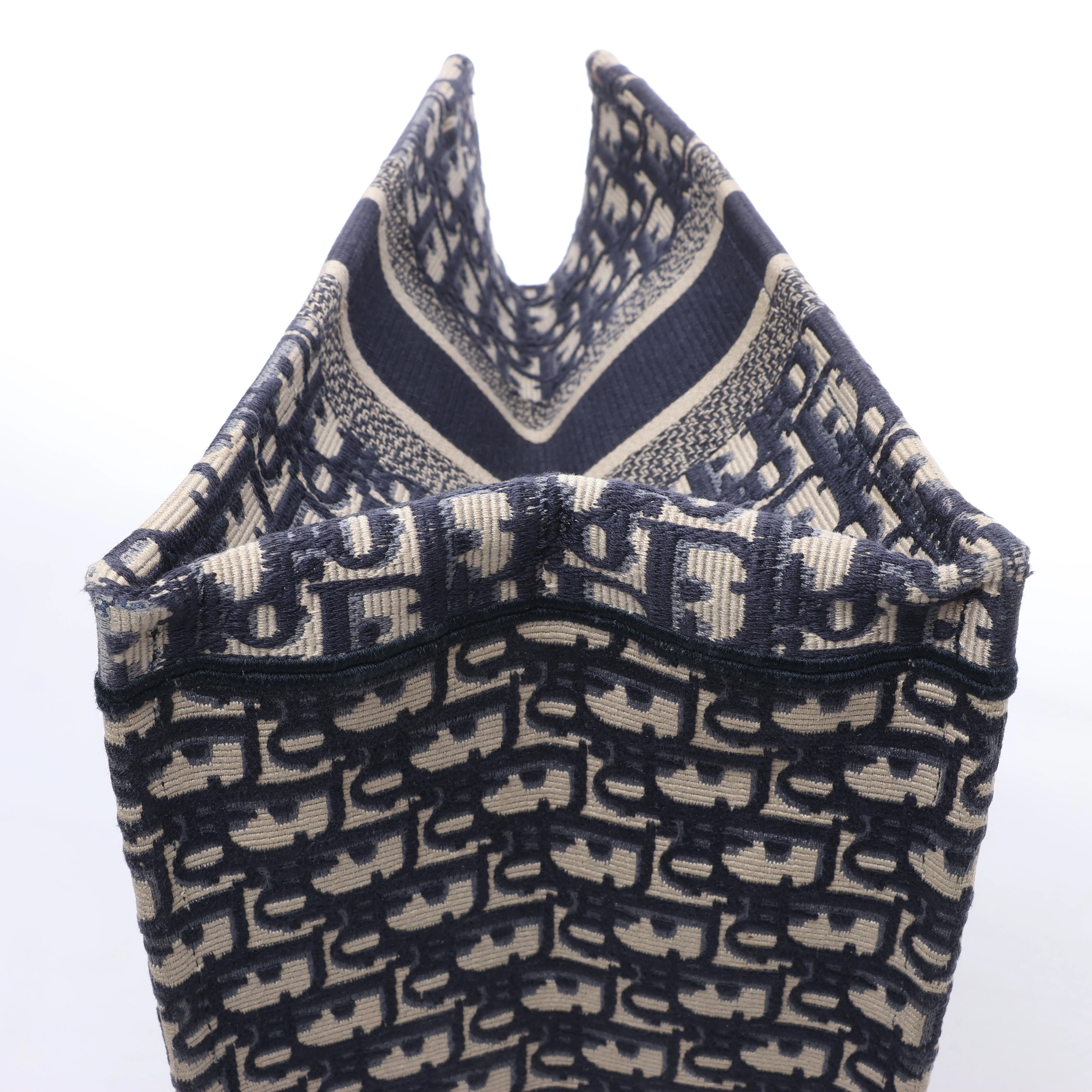Christian Dior Book Tote Medium Oblique Canvas Shoulder Bag in Navy Blue