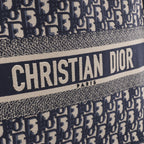 Christian Dior Book Tote Medium Oblique Canvas Shoulder Bag in Navy Blue