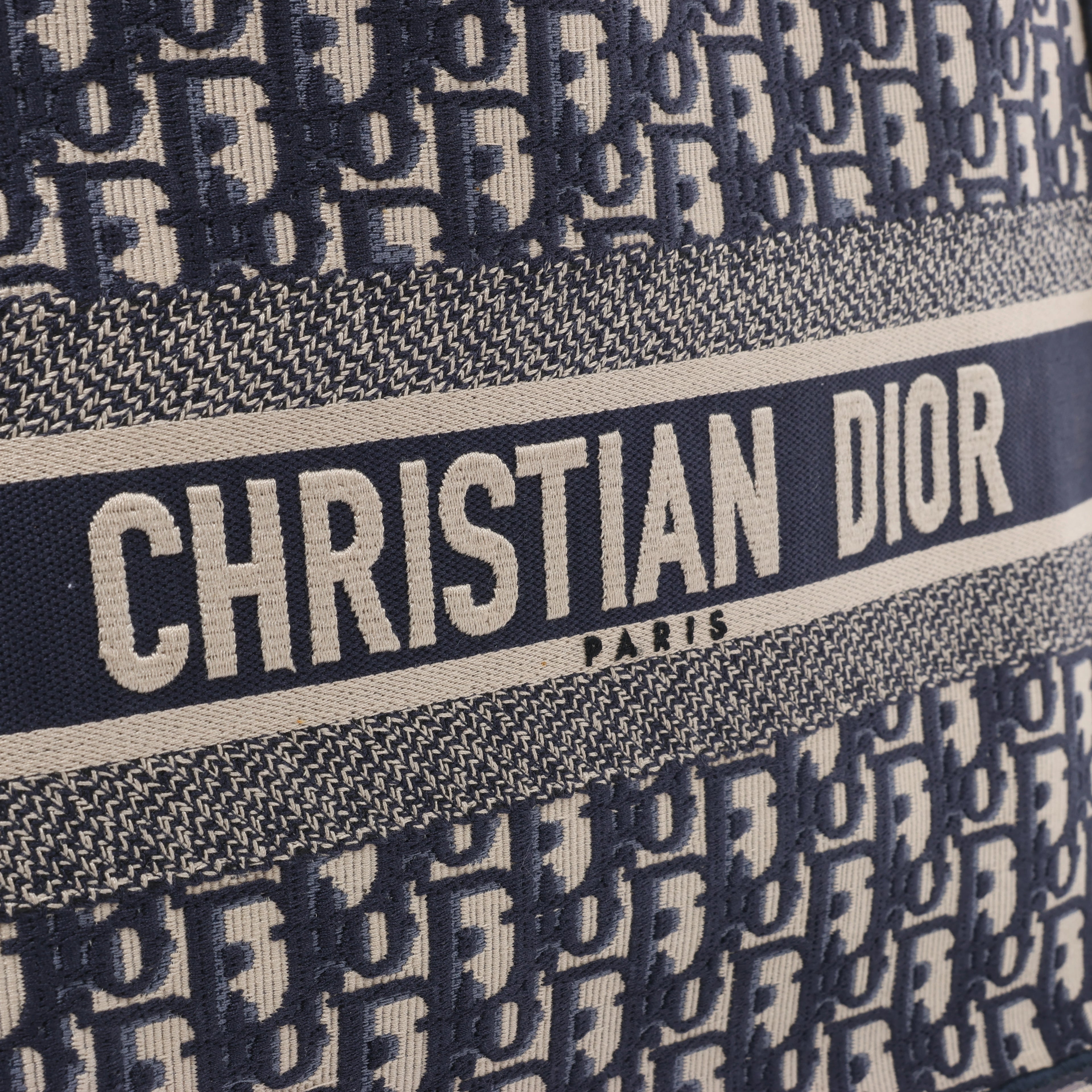 Christian Dior Book Tote Medium Oblique Canvas Shoulder Bag in Navy Blue