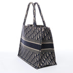 Christian Dior Book Tote Medium Oblique Canvas Shoulder Bag in Navy Blue