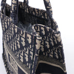 Christian Dior Book Tote Medium Oblique Canvas Shoulder Bag in Navy Blue