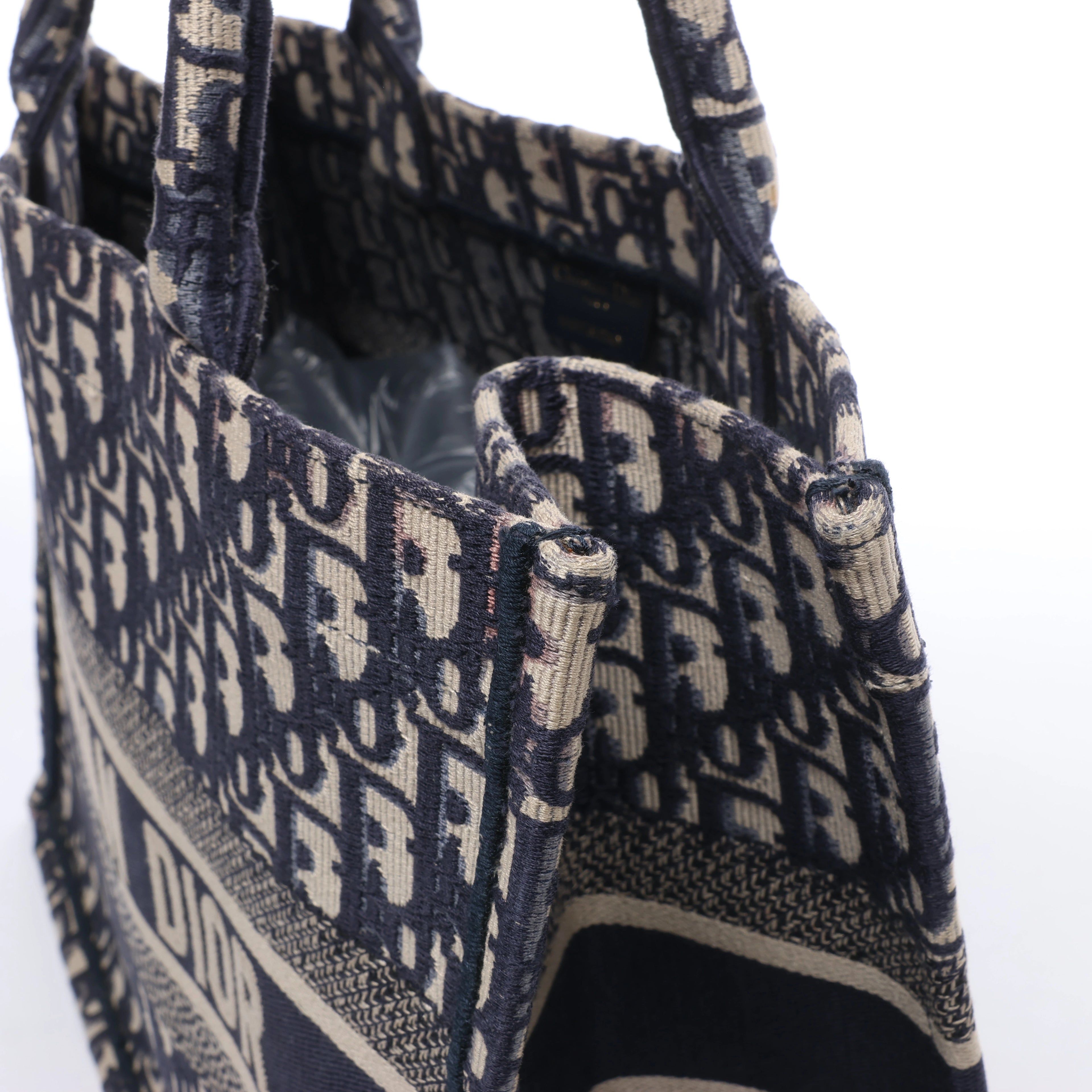 Christian Dior Book Tote Medium Oblique Canvas Shoulder Bag in Navy Blue