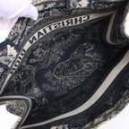Christian Dior Book Tote Medium Toile Doo JUY Embroidery Canvas Shoulder Bag Navy Blue